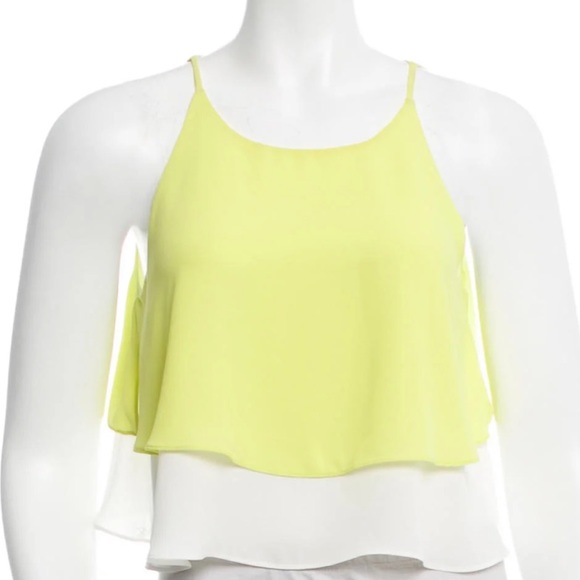 ELIZABETH AND JAMES Neon Yellow Overlay Crop Top - Picture 4 of 4